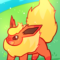 <b>Sunny Days [5th September 2017]</b><br>
Just a nice ol' Flareon! For a short time, I drew some Eeveelutions with darker patches on their paws and face, akin to colourpoint cats in real life.